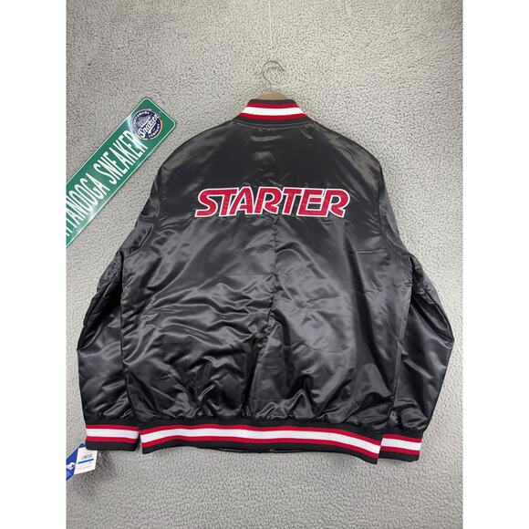 Starter Retro Satin Varsity Bomber Jacket Mens Extra Large XL Black Red $225 NWT - Picture 7 of 10